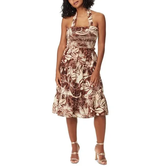sam edelman halter midi dress Sam Edelman Halter Embroidered Sleeveless Midi Dress, Womens, 6, Black